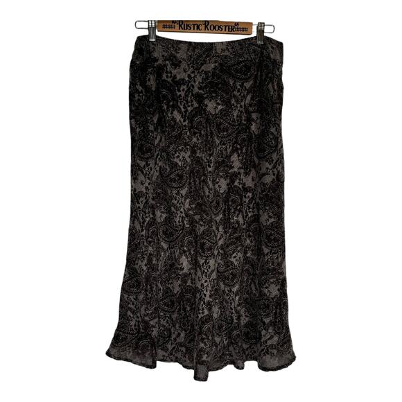 Vintage Christopher Banks Brown floral Linen Aline Skirt 14 - Picture 6 of 6